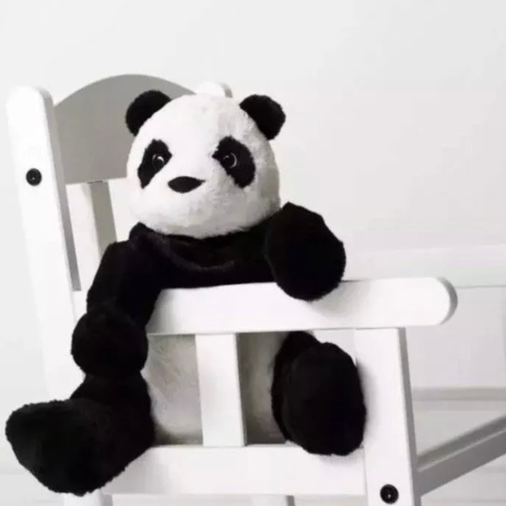 IKEA Panda Bear 12" Stuffed Plush Animal Kid Soft Toy White Black KRAMIG
